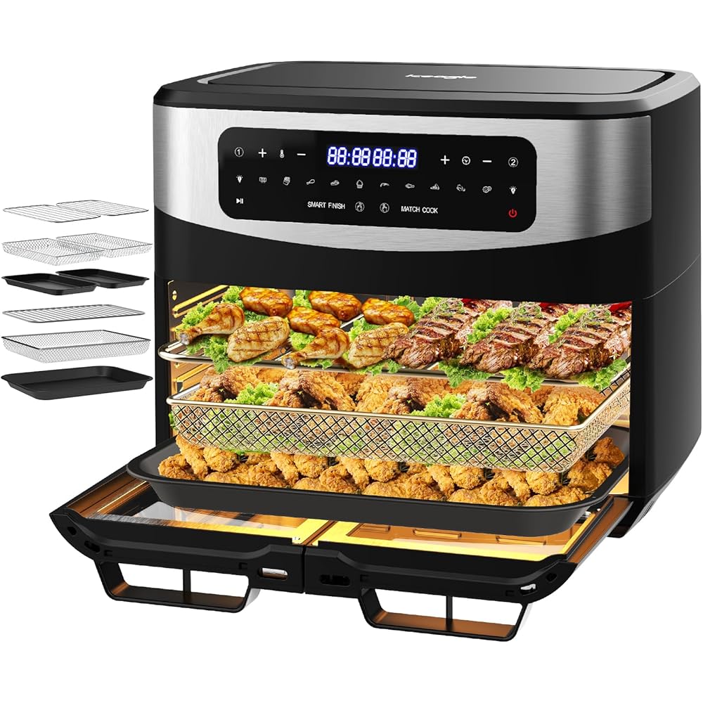 Iceagle Friteuse sans Huile Air Fryer 12L 2600W Double Tiroir