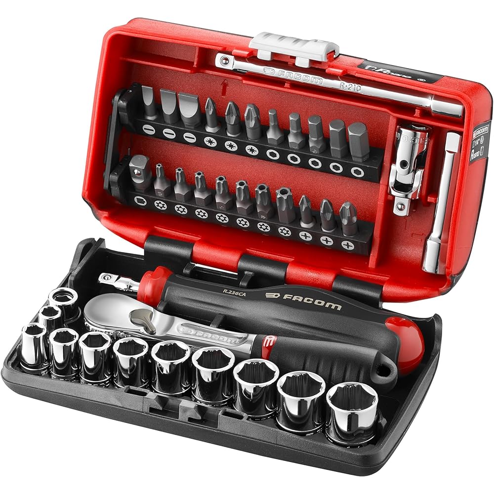 Facom RL.NANO1 Coffret Serrage Douilles 1/4" 6 Pans Métriques 38 Pièces