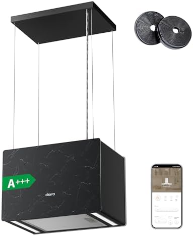 Ciarra CBCG4850 Hotte Aspirante Îlot Connectée Wifi Noir Marbre 48cm