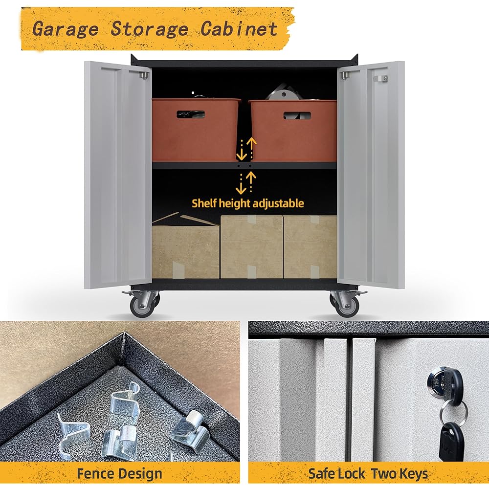 Supeer Armoire à Outils en Métal avec Roues et Étagères Réglables