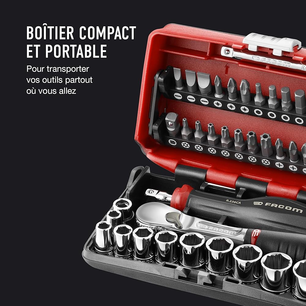 Facom RL.NANO1 Coffret Serrage Douilles 1/4" 6 Pans Métriques 38 Pièces