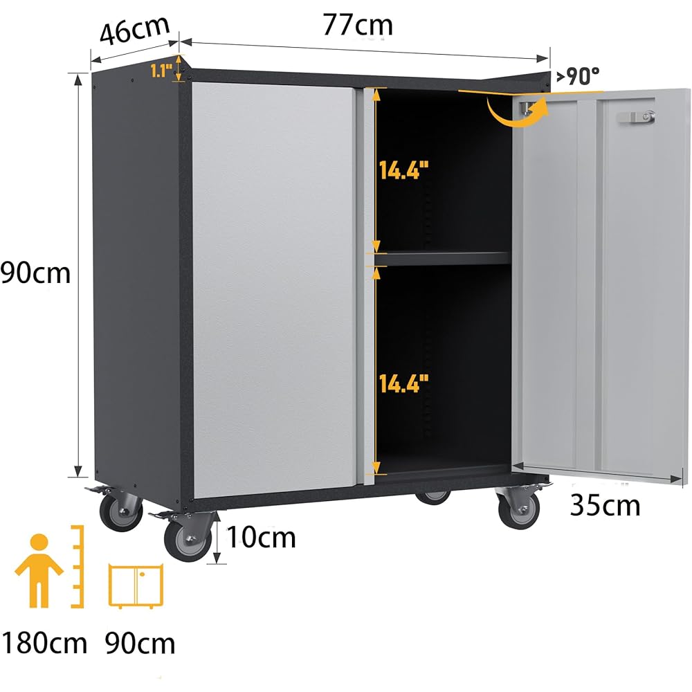 Supeer Armoire à Outils en Métal avec Roues et Étagères Réglables