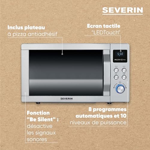 Severin MW 7774 Four Micro-ondes Inox avec Plateau à Pizza 25L