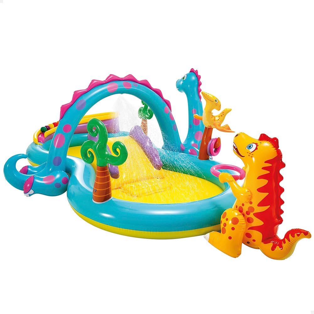 Intex 57135NP Aire de Jeux Gonflable Dinoland avec Toboggan Vert