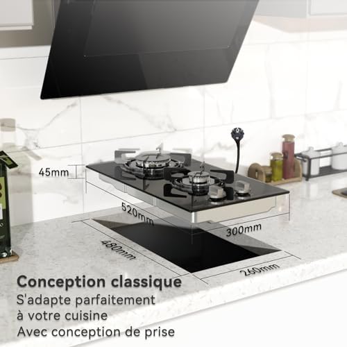 Magicplux Plaque de Cuisson Gaz 2 Foyers Encastrable 30cm