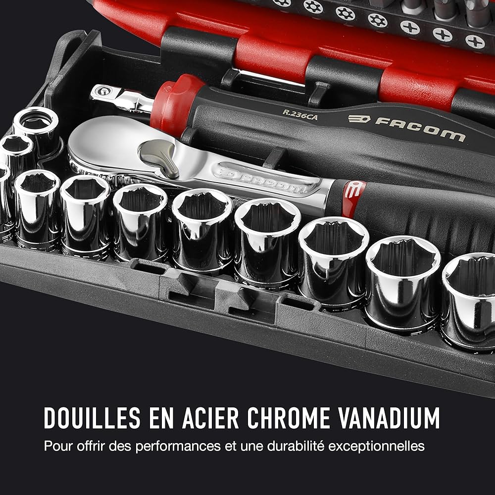 Facom RL.NANO1 Coffret Serrage Douilles 1/4" 6 Pans Métriques 38 Pièces