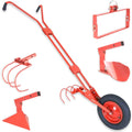 TERRE JARDIN Cultivateur Manuel à Roue 4-en-1 Diamètre 40 cm