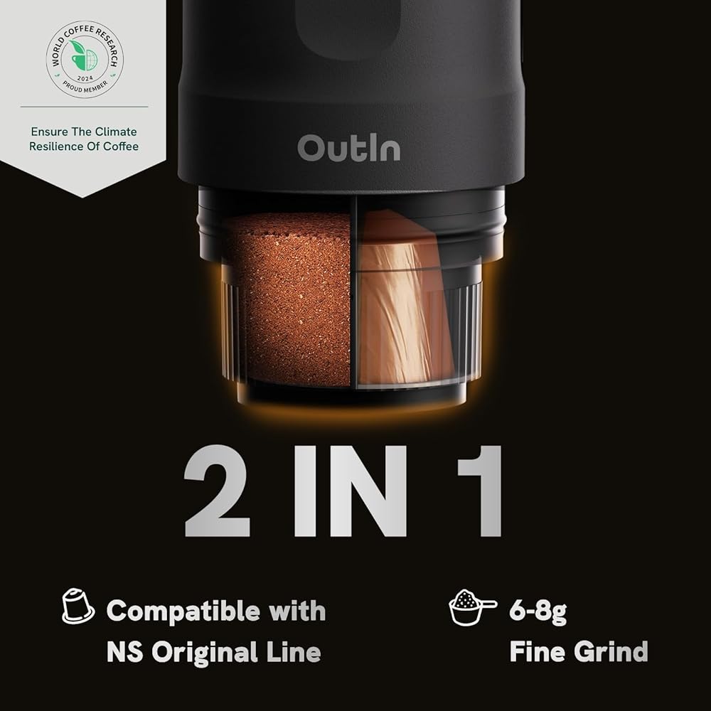 Outin Nano Machine à Expresso Électrique Portable Auto-Chauffante