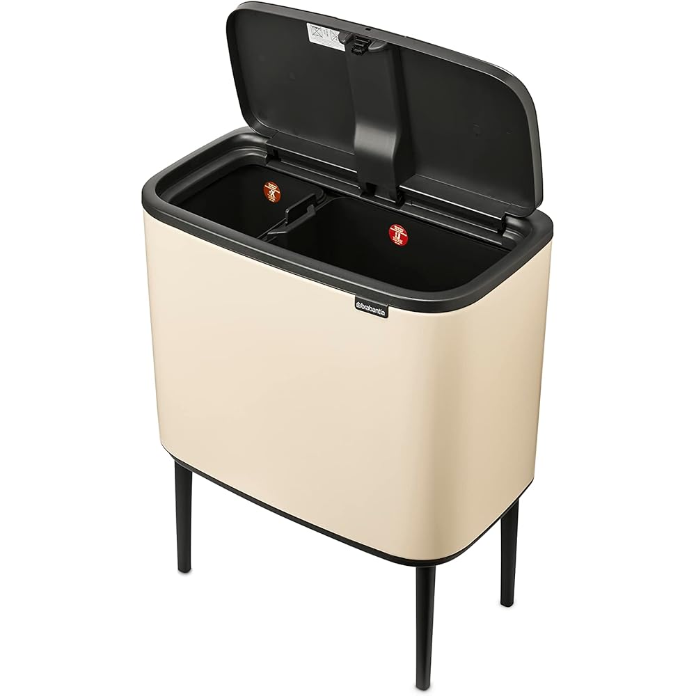 Brabantia Bo Touch Bin Poubelle de Recyclage Double 23 plus 11 L Beige