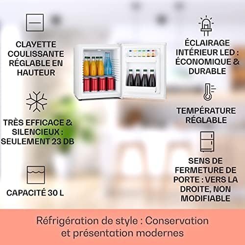 Klarstein Mini Bar Réfrigérateur de Chambre Silencieux 30L