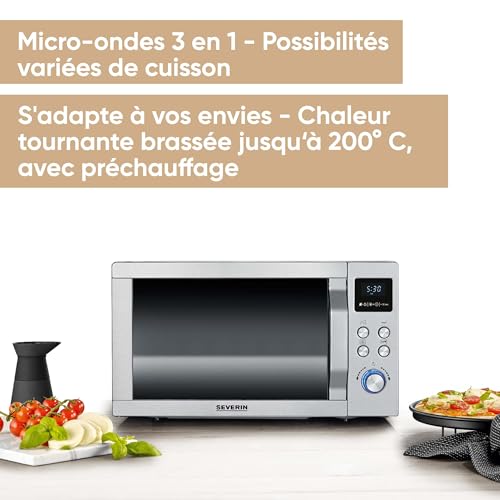 Severin MW 7774 Four Micro-ondes Inox avec Plateau à Pizza 25L