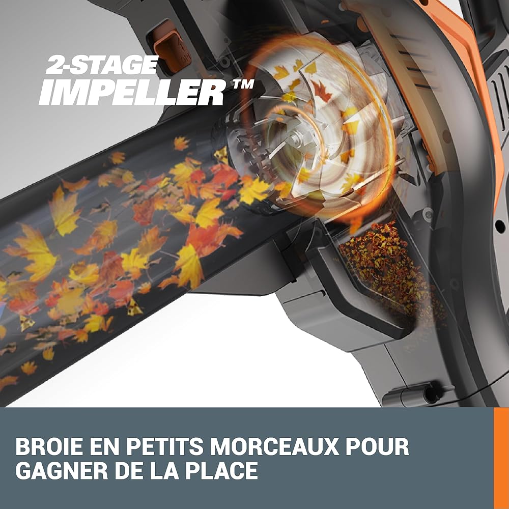 Worx WG583E.9 Aspirateur-Souffleur de Feuilles sans Fil Brushless 40V