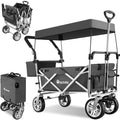 tectake Chariot de Transport Pliable de Jardin avec Toit Amovible Gris