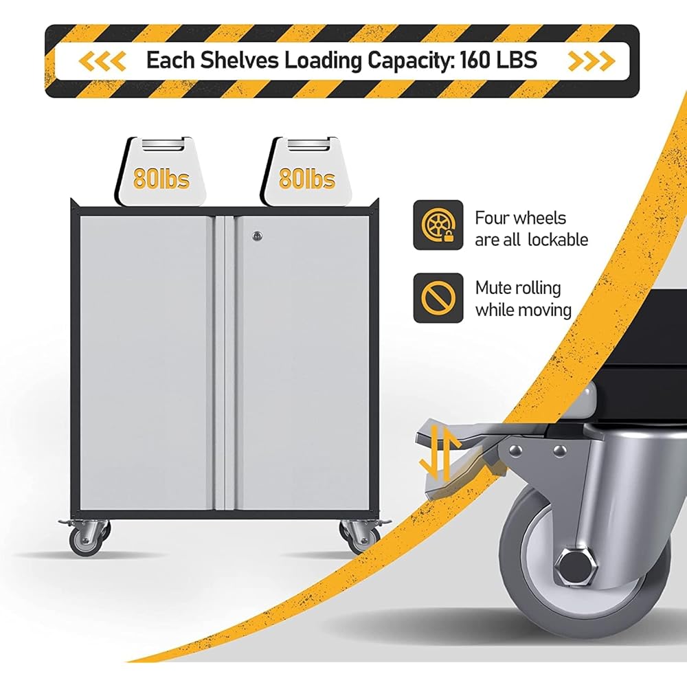 Supeer Armoire à Outils en Métal avec Roues et Étagères Réglables