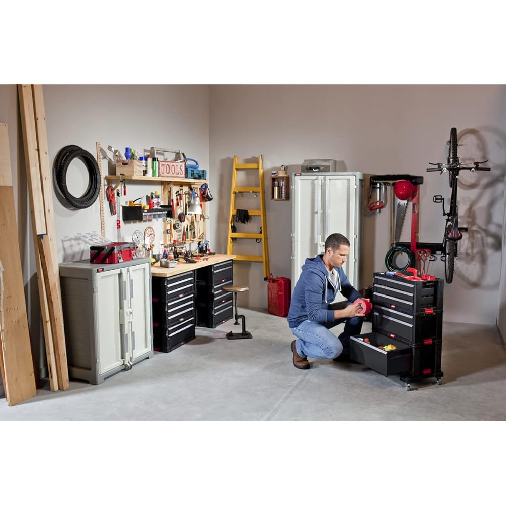 Keter Module Servante d'Atelier 7 Tiroirs Amovibles pour Outils Noir