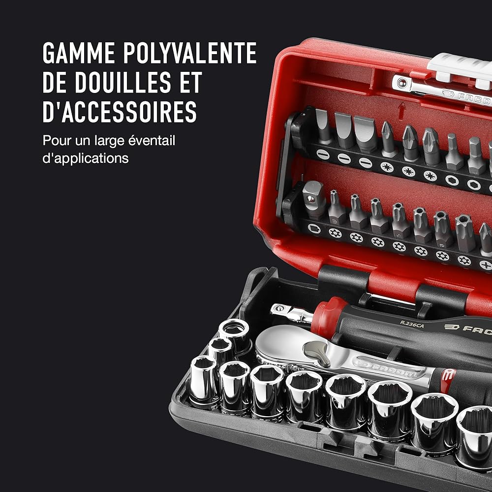 Facom RL.NANO1 Coffret Serrage Douilles 1/4" 6 Pans Métriques 38 Pièces