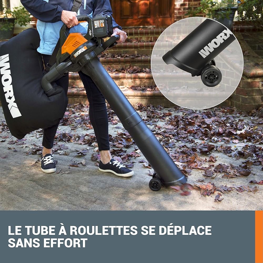 Worx WG583E.9 Aspirateur-Souffleur de Feuilles sans Fil Brushless 40V