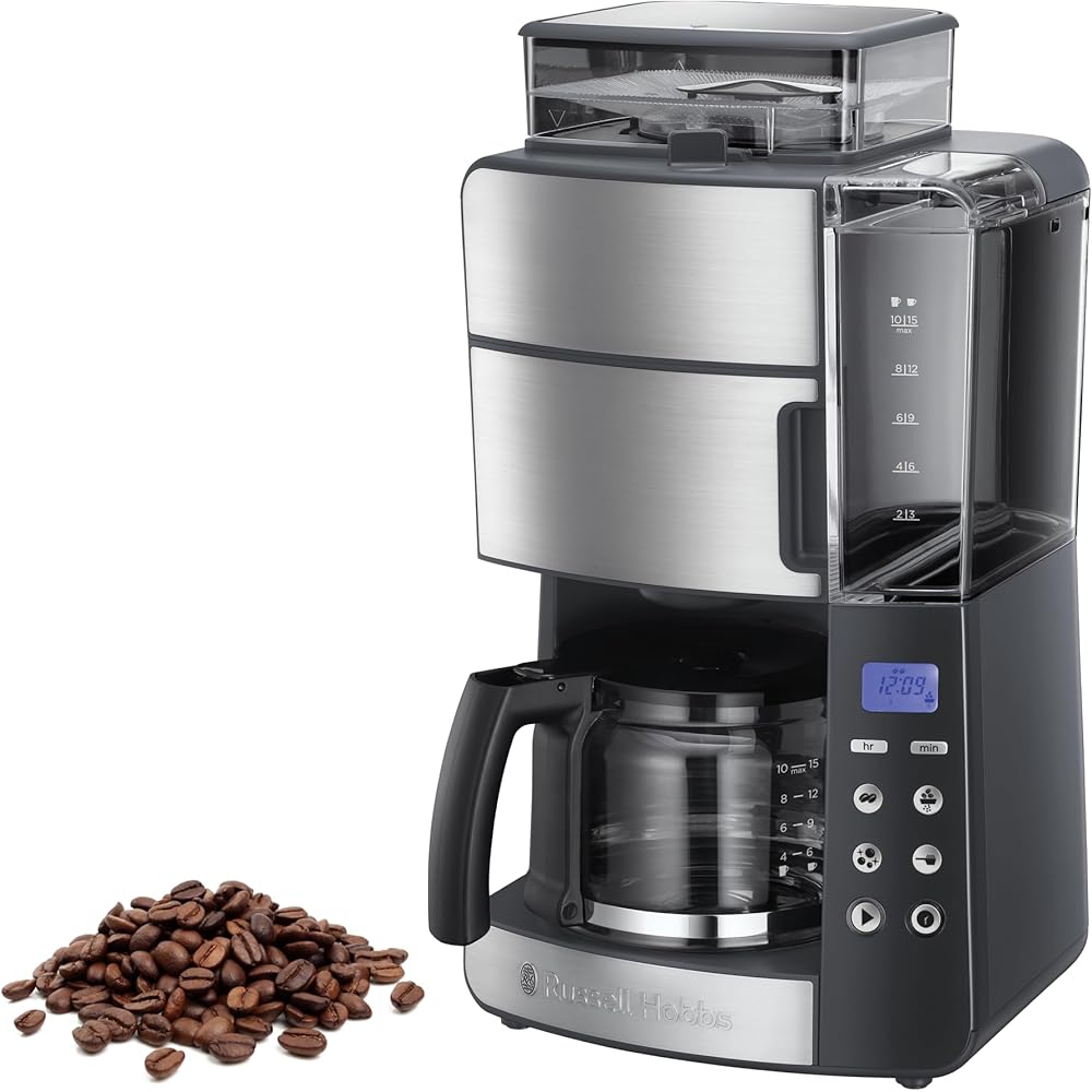 Russell Hobbs Grind & Brew Cafetière Filtre Programmable avec Broyeur