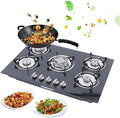 Biniliubi Table de Cuisson Gaz Encastrable Vitrocéramique 5 Feux