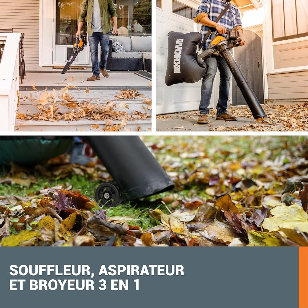 Worx WG583E.9 Aspirateur-Souffleur de Feuilles sans Fil Brushless 40V