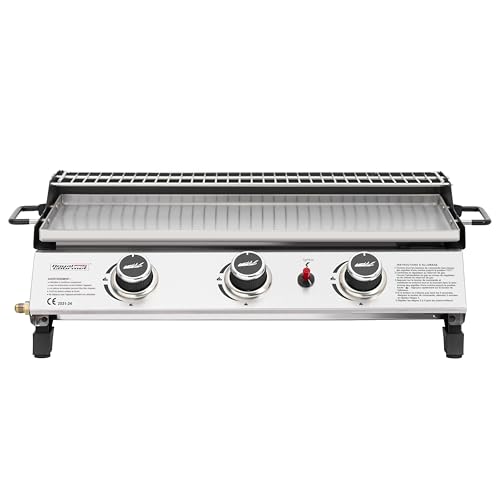 Royal Gourmet Plancha au Gaz Propane en Acier Inoxydable 3 Brûleurs