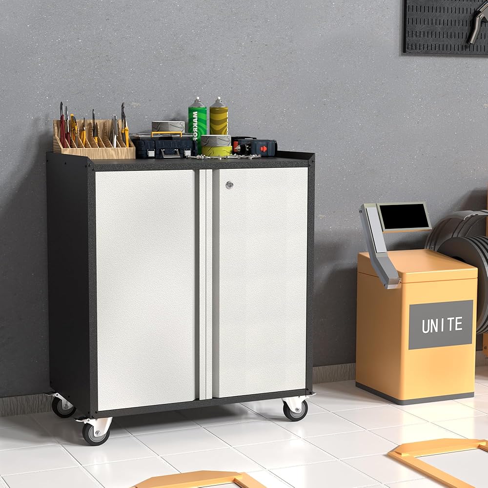Supeer Armoire à Outils en Métal avec Roues et Étagères Réglables
