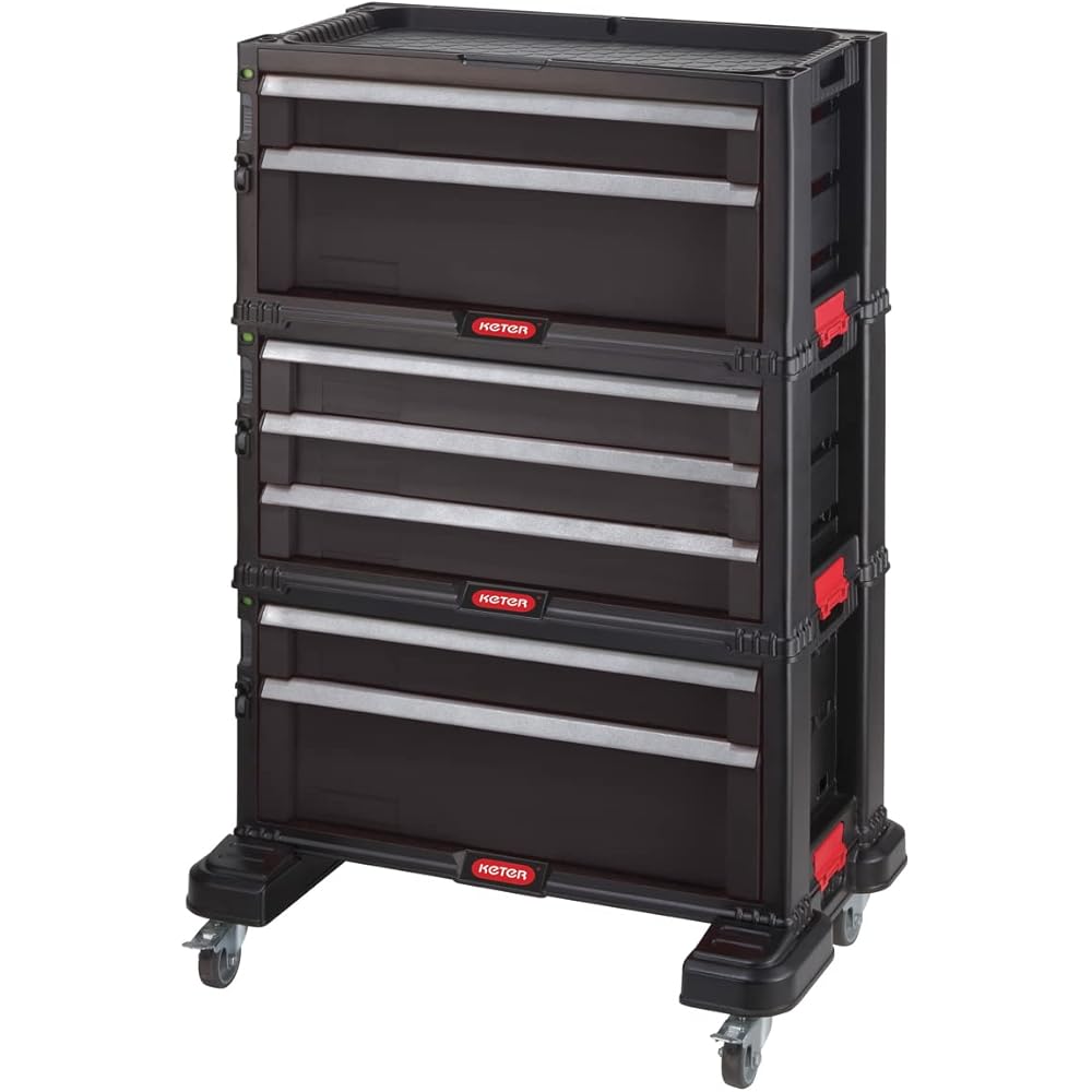 Keter Module Servante d'Atelier 7 Tiroirs Amovibles pour Outils Noir