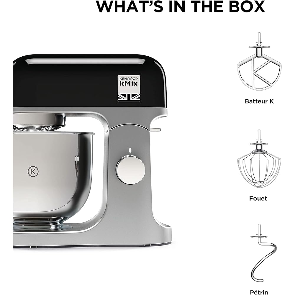Kenwood kMix KMX750BK Robot Pâtissier Noir en Métal 1000W