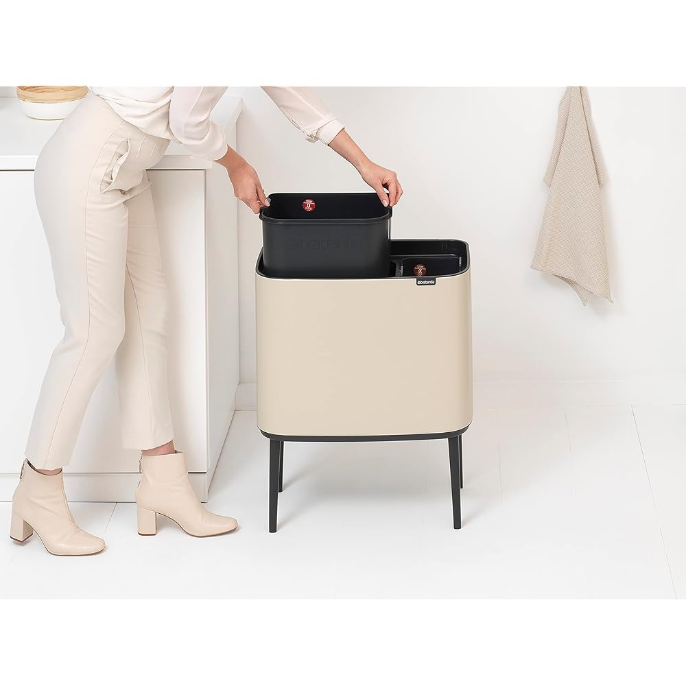 Brabantia Bo Touch Bin Poubelle de Recyclage Double 23 plus 11 L Beige