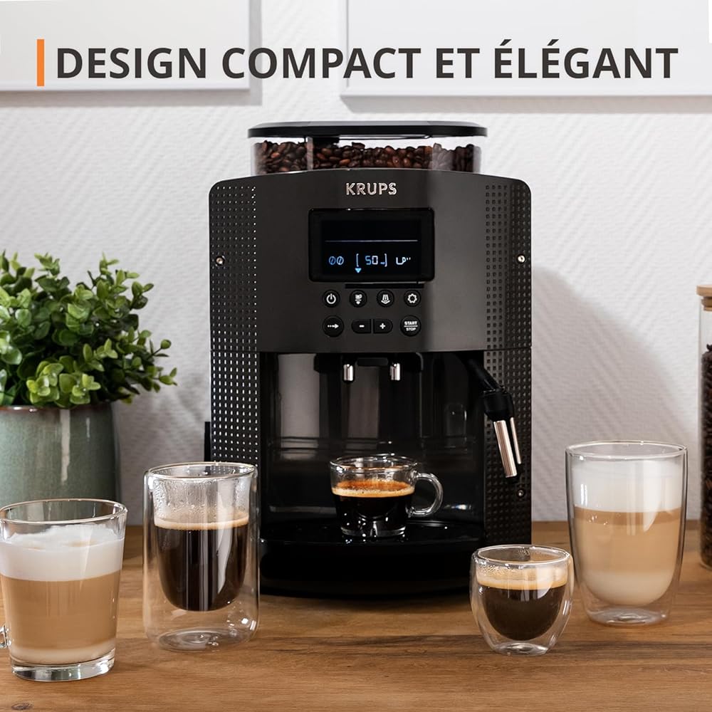 Krups Essential YY8135FD Machine à Café Grain Compacte Noire