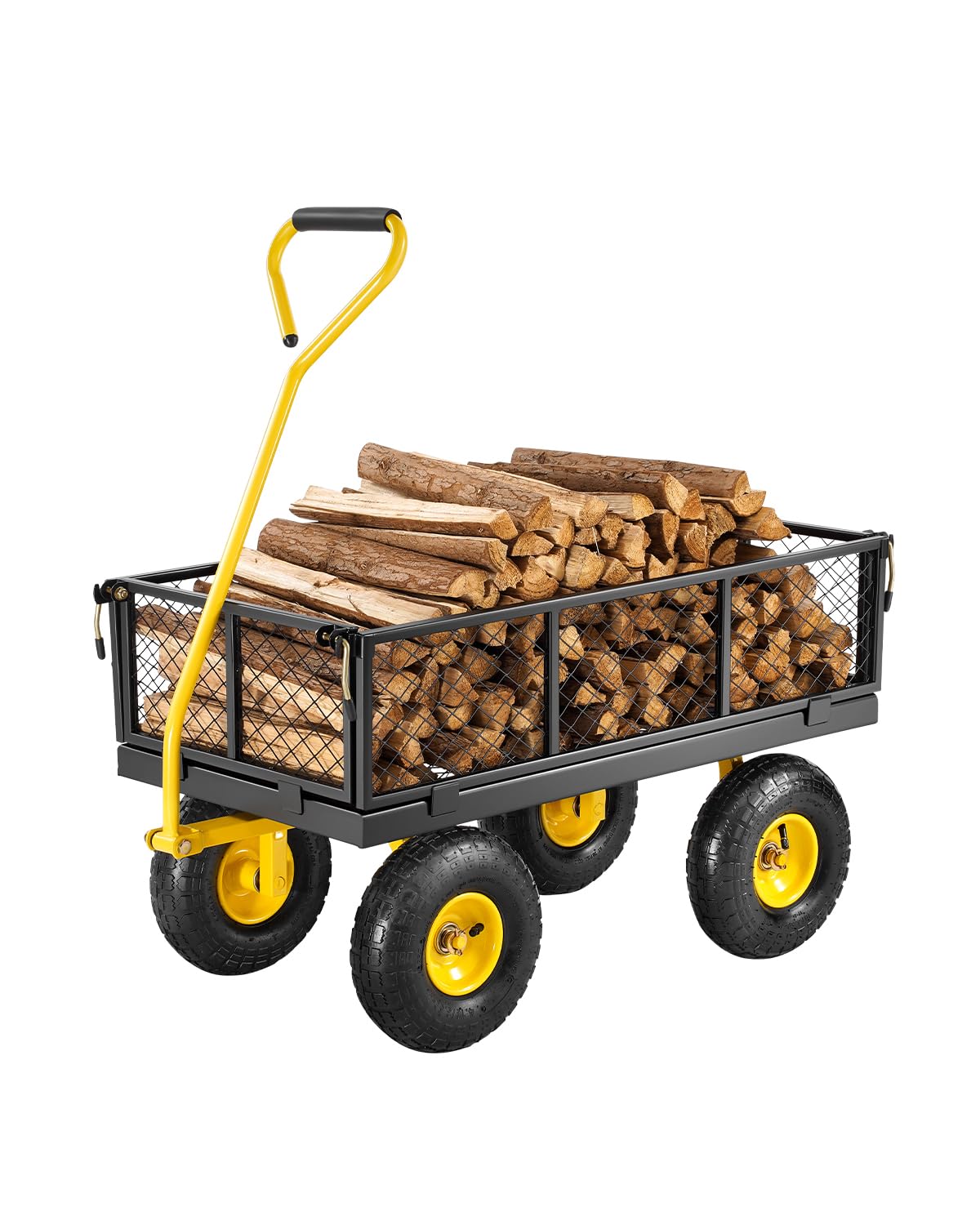 VEVOR Chariot de Jardin Remorque Métallique Tractable Maille Amovible 226 kg