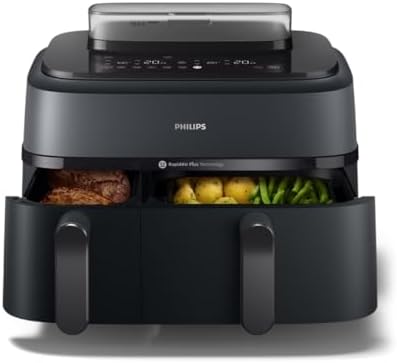 Philips Série 5000 NA550/00 Air Fryer Double Panier avec Vapeur 9L