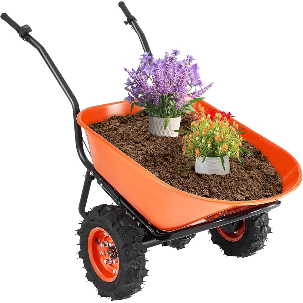 VEVOR Brouette Électrique 2 Roues Chariot de Jardin Motorisé 500 W