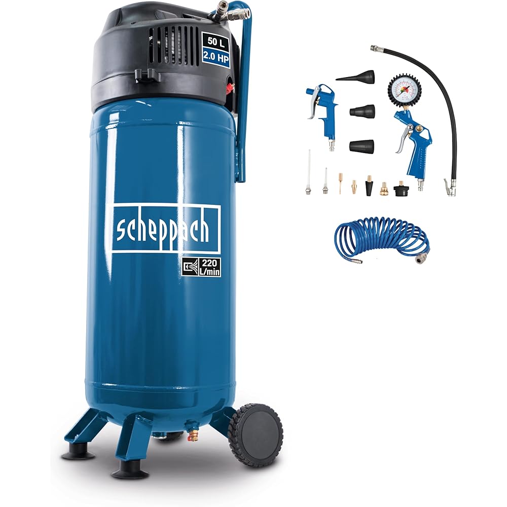 Scheppach HC51V Compresseur Vertical 50 L 1500W avec 13 Accessoires