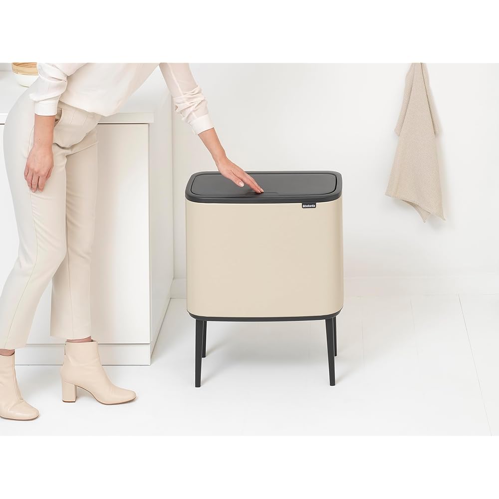 Brabantia Bo Touch Bin Poubelle de Recyclage Double 23 plus 11 L Beige