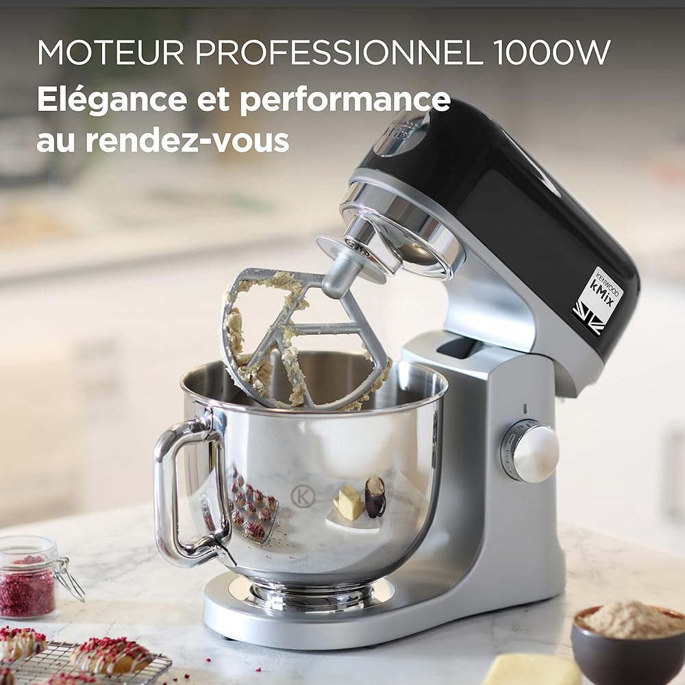 Kenwood kMix KMX750BK Robot Pâtissier Noir en Métal 1000W