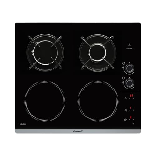Brandt BPI6413BM Plaque de Cuisson Mixte Induction et Gaz Noire