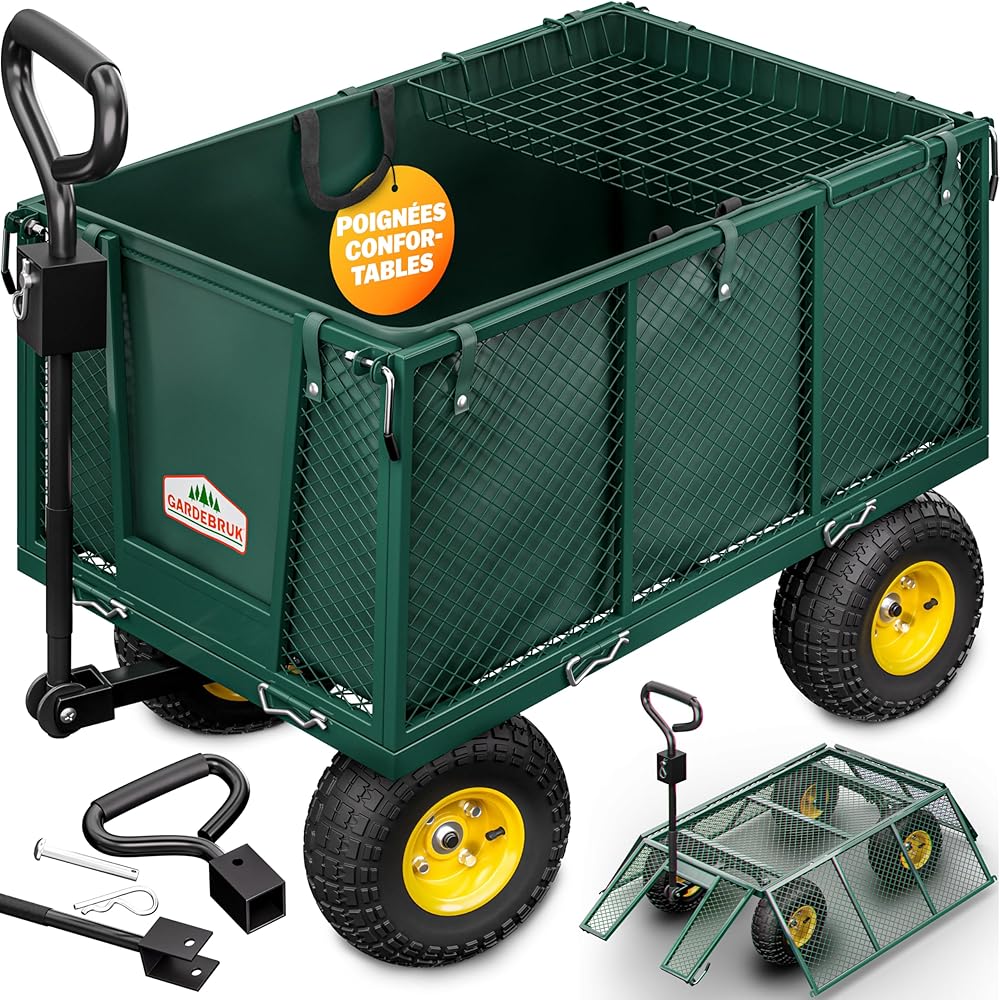 Gardebruk Chariot de Jardin Pliable Remorque de Plage Charge 550 kg