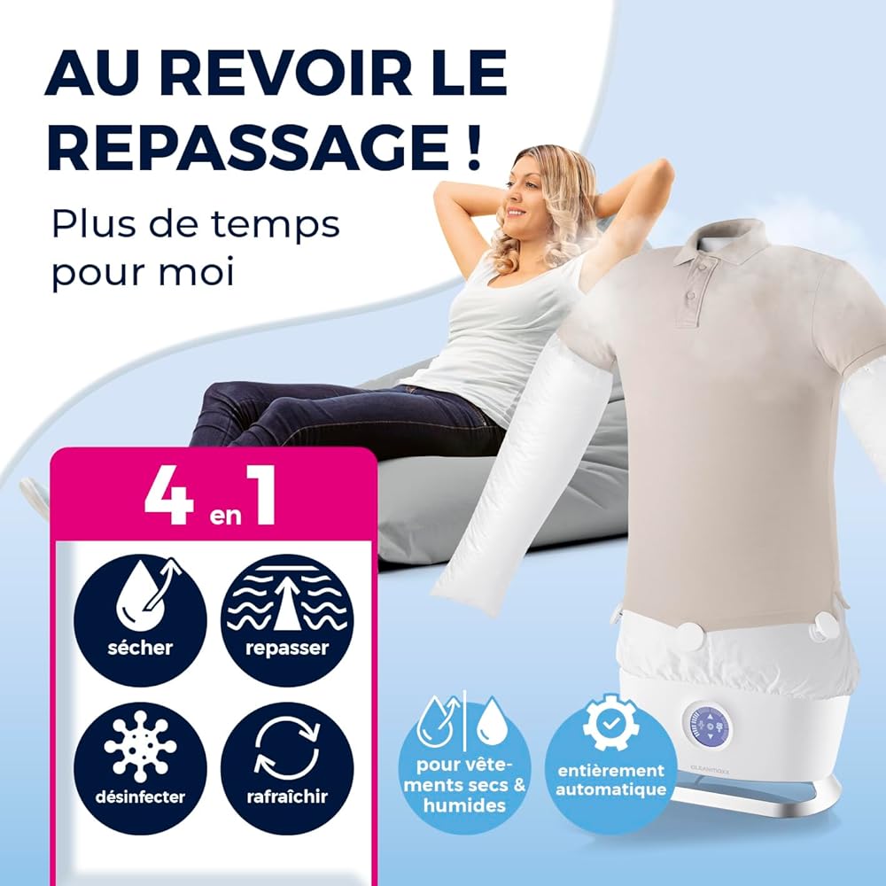 Cleanmaxx Repasseur Automatique de Chemises et Pantalons Pro Steam