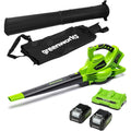 Greenworks GD24X2BVK4X Aspirateur Souffleur sans Fil 2x24V avec Batteries