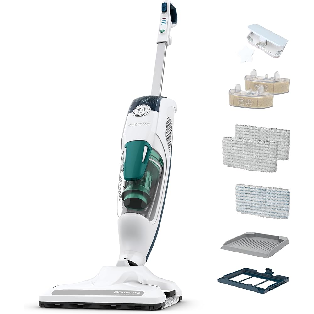 Rowenta Clean et Steam Revolution RY7757WH Balai Vapeur Aspirant