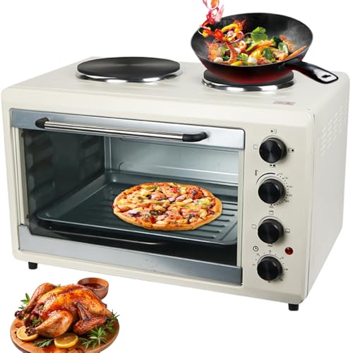 Mini Four 56L Cuisinière de Comptoir avec Double Plaque Chauffante