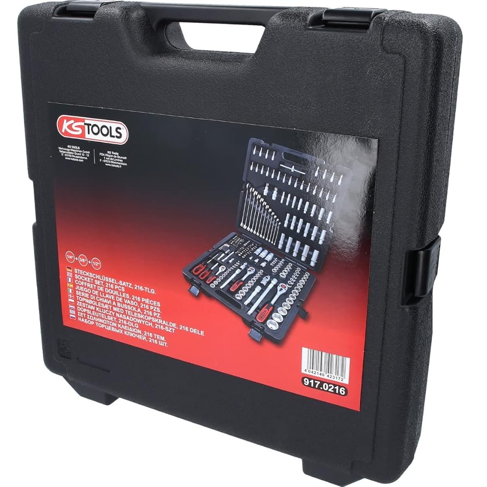 KS Tools 917.0216 Coffret de Douilles et Cliquets 1/4" 3/8" 1/2" 216 Pièces