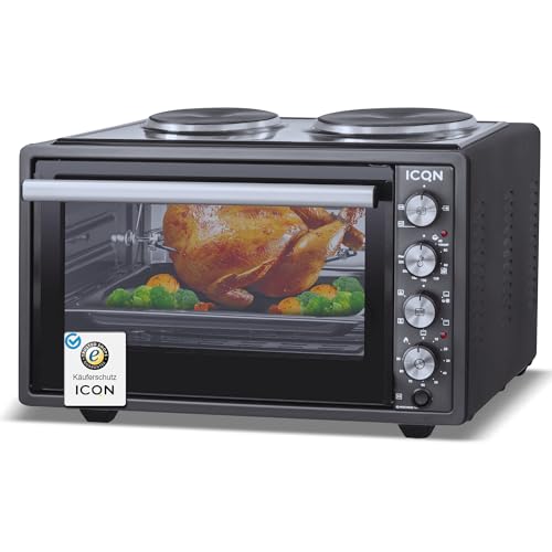 ICQN Mini Four Électrique Chaleur Tournante 42L avec 2 Plaques