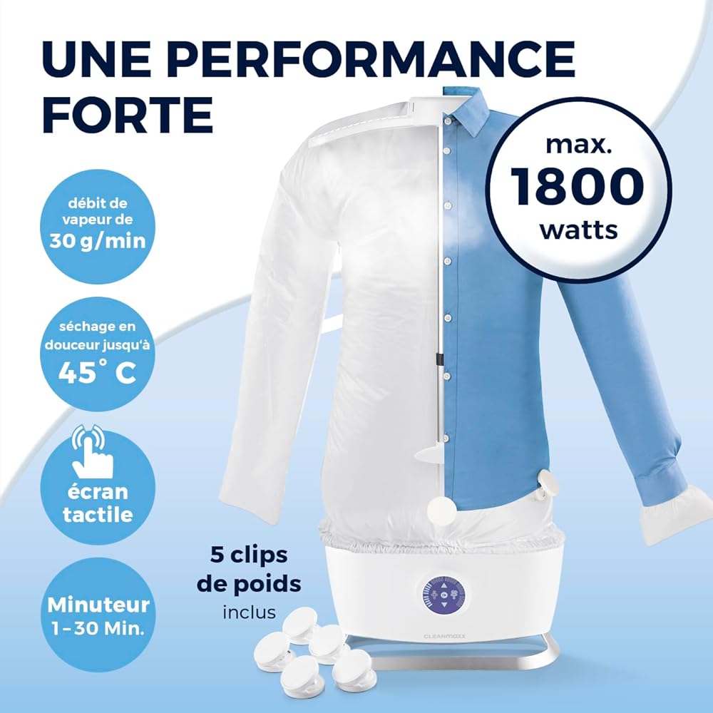 Cleanmaxx Repasseur Automatique de Chemises et Pantalons Pro Steam