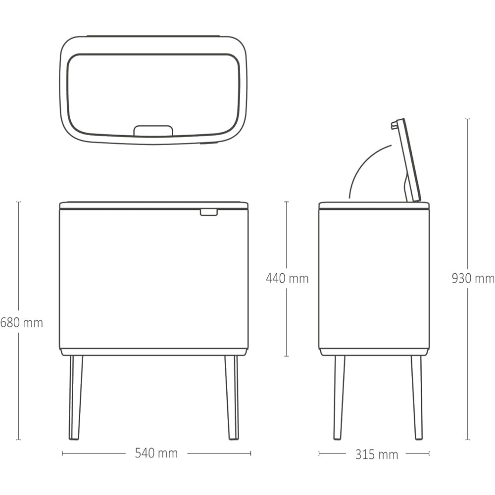 Brabantia Bo Touch Bin Poubelle de Recyclage Double 23 plus 11 L Beige