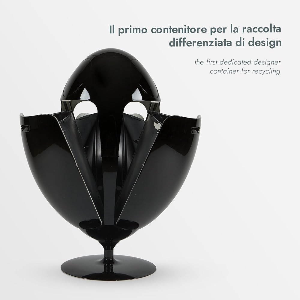 SoldiDesign Ovetto Poubelle de Recyclage Tri Sélectif 54 L Noir Brillant