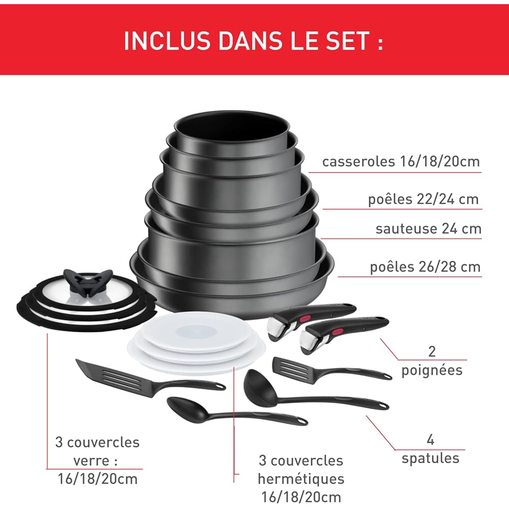 Tefal Ingenio Daily Chef On Batterie de Cuisine Induction 20 Pièces