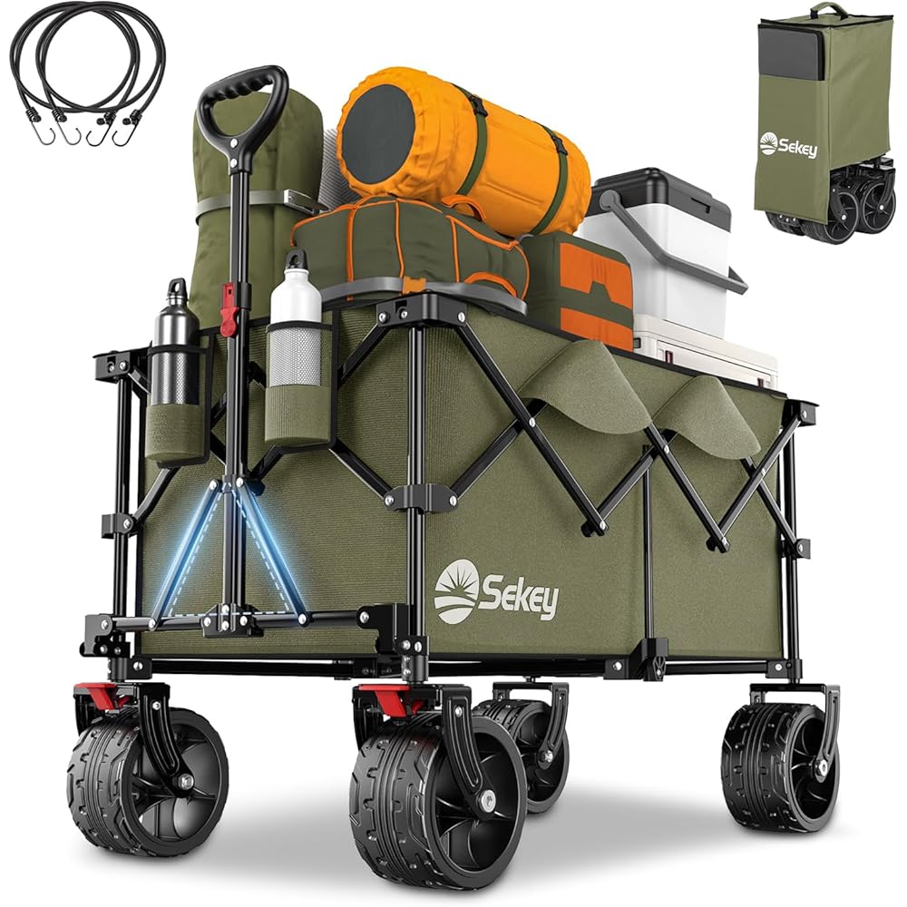 Sekey XXL Plus Chariot de Jardin Pliable Tout-Terrain 200L 150kg