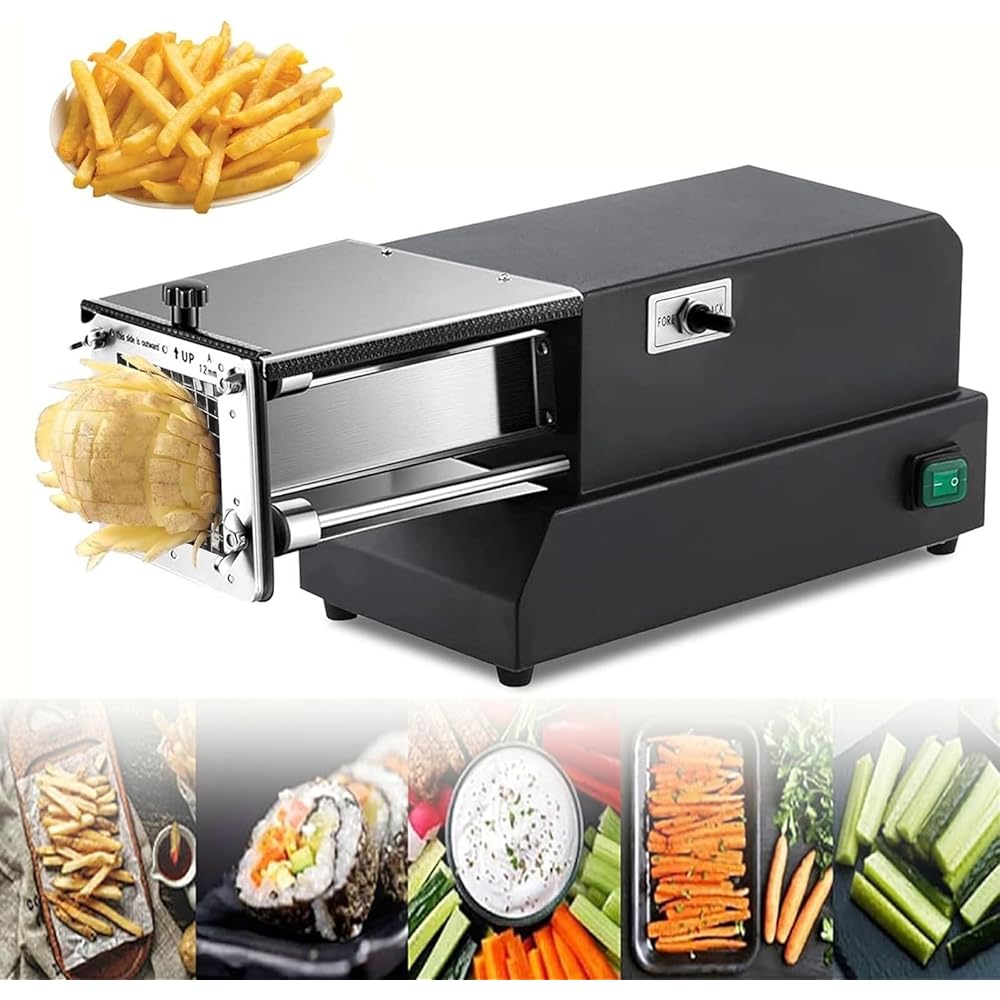 MOLVUS Coupe-Frites Électrique Professionnel Lame Inox 10 mm Noir